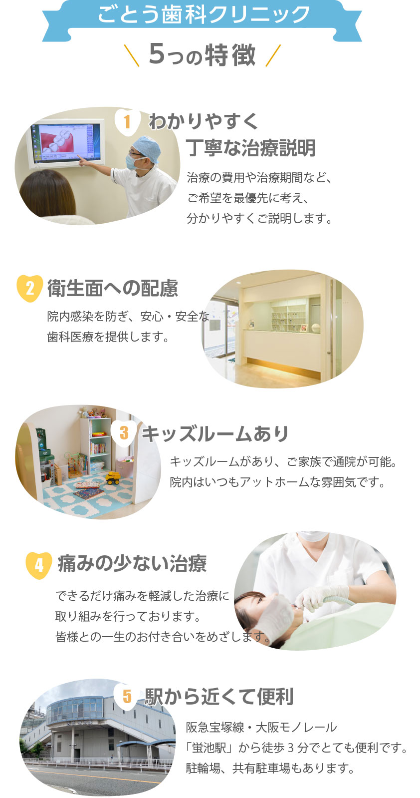 豊中市 ごとう歯科クリニック 5つの特徴